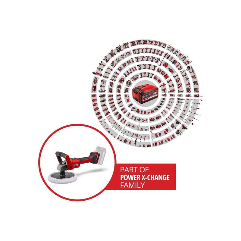 Einhell CE-CP 18/180 Li E-Solo 18V Power X-Change Brushless Cordless Polishing/Sanding Machine Buffer Bare Unit Red