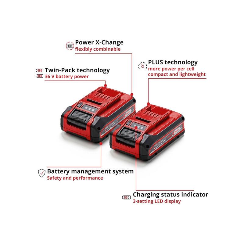 Einhell Power X-Change Plus 18V 4.0Ah Lithium-Ion Battery Twinpack
