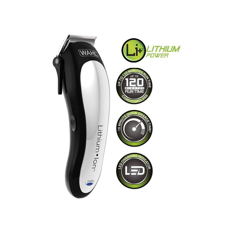 Wahl Power Clipper Cord/Cordless Men's Hair Clipper Advanced Lithium 15 Minute Quick Charge With Attachments Haircutting Kit Black