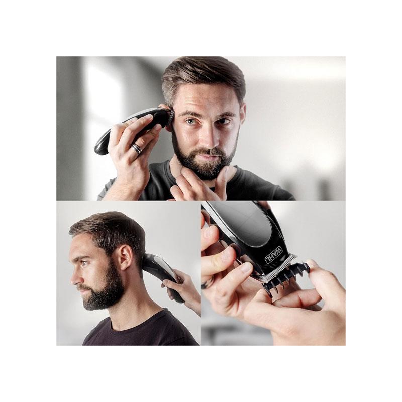 Wahl Power Clipper Cord/Cordless Men's Hair Clipper Advanced Lithium 15 Minute Quick Charge With Attachments Haircutting Kit Black