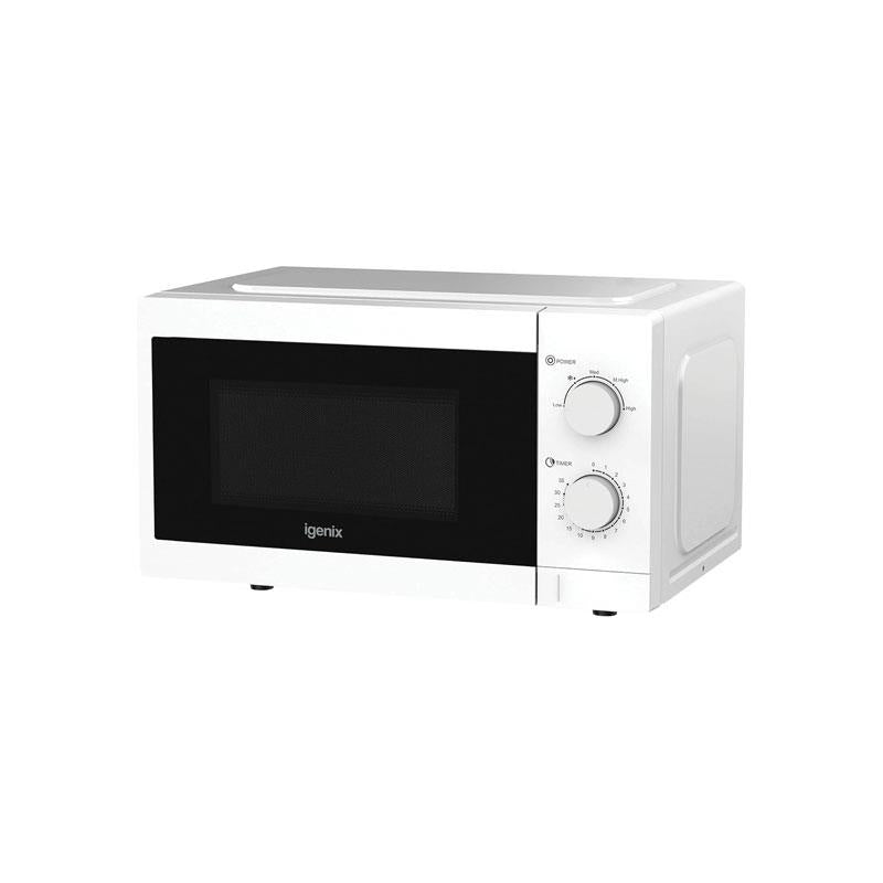 Igenix Manual Solo Microwave 5 Power Levels Defrost Setting 35 Minute Timer Push Button Door 800W 20 Litres White