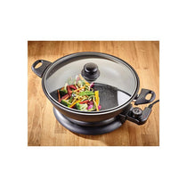 Judge Electricals Non-Stick Electric Wok 32cm/3.7 Litres Stay Cool Handles Detachable Power Cord 1500W Black