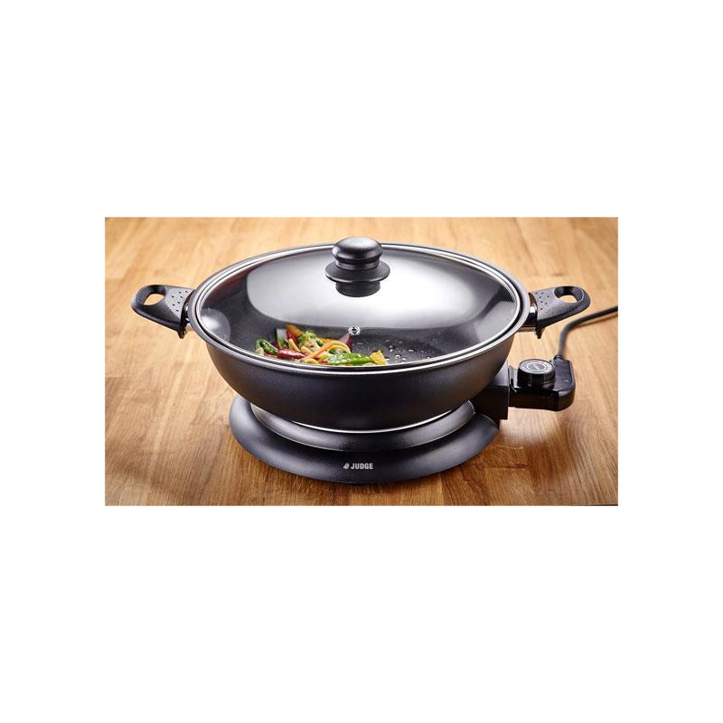 Judge Electricals Non-Stick Electric Wok 32cm/3.7 Litres Stay Cool Handles Detachable Power Cord 1500W Black