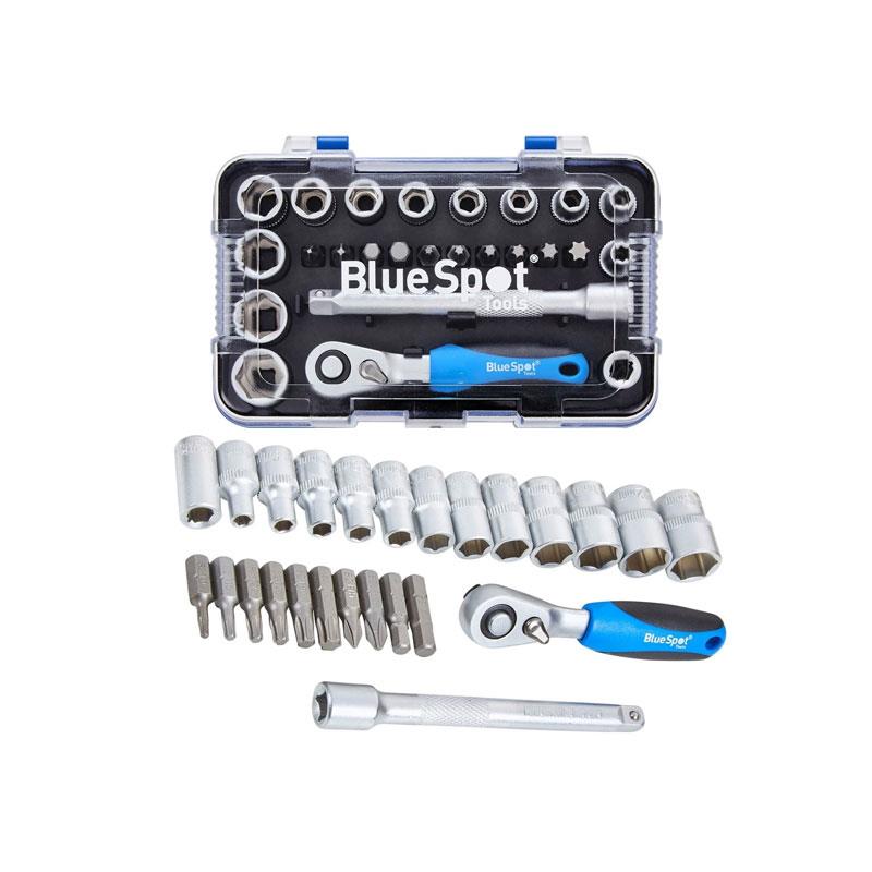 Blue Spot Tools 1/4 Inch Ratchet Socket And Bit Set (4-13mm) (T10-T40) 25 Piece Main image