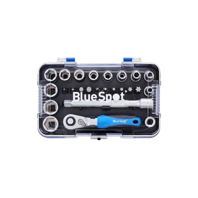 Blue Spot Tools 1/4 Inch Ratchet Socket And Bit Set (4-13mm) (T10-T40) 25 Piece