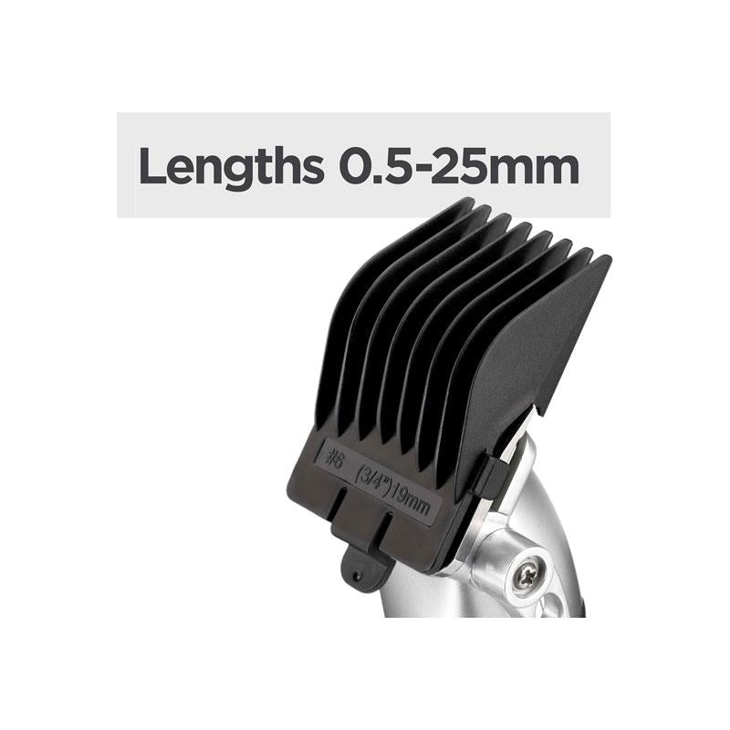 BaByliss Lithium Power Cordless Hair Clippers Quick Charge Taper Level 0.5-25mm 8 Comb Guides (0.8-25mm) Storage Bag Black