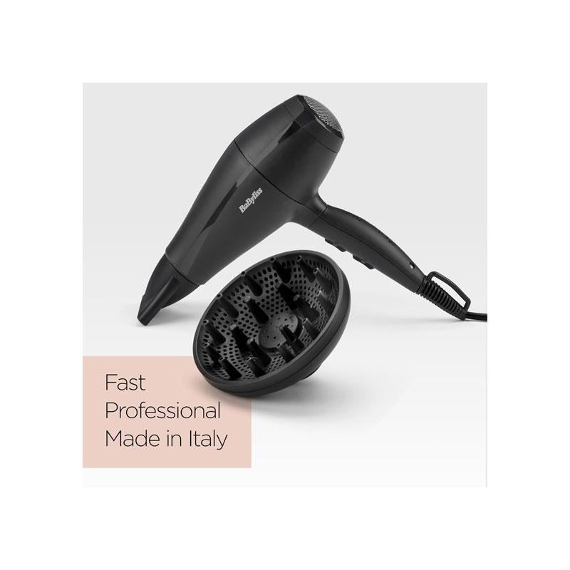 BaByliss Power Light Hair Dryer 2000W With Diffuser 3 Heat 2 Speed Settings High-Speed Airflow Black