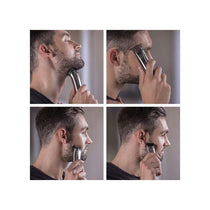 Wahl Stainless Steel Stubble And Beard Trimmer Rechargeable Washable Head Male Grooming Set Silver