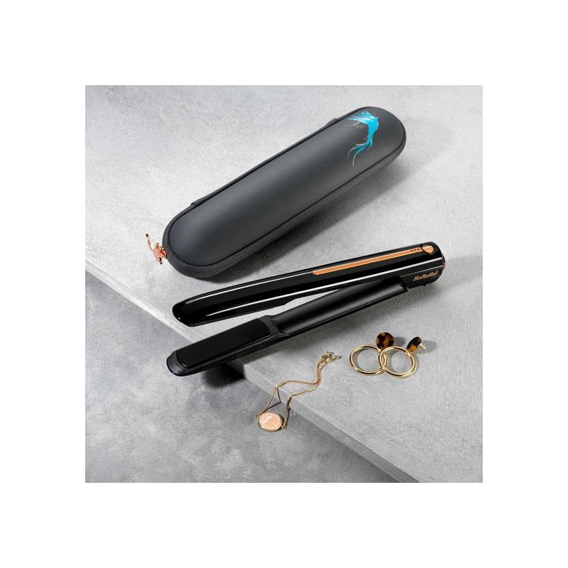 BaByliss 9000 High-Performance Cordless Hair Straightener Ceramic Floating Plates Up To 200C Lithium Power Black