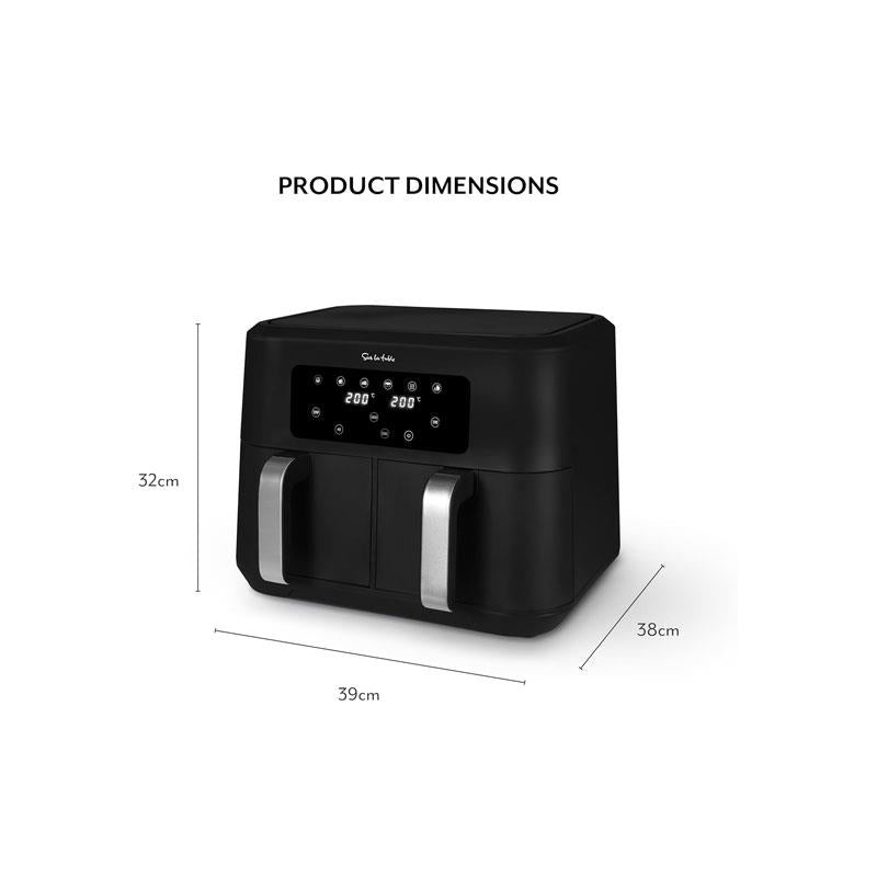 Sur La Table Core Duo Basket Air Fryer 8.5 Litre 6 Pre-Set Cooking Functions LED Display Touch Screen Auto Shut Off Temperature Control Timer Black
