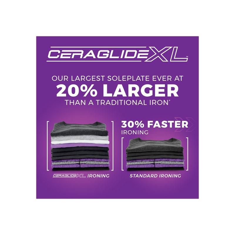 Tower Ceraglide XL Cordless Steam Iron One Temp Technology Ceramic Soleplate Ant-Drip Anti Calc Functions 3100W 350ml Water Tank Lilac And Black Secondary image