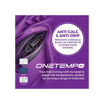 Tower Ceraglide XL Cordless Steam Iron One Temp Technology Ceramic Soleplate Ant-Drip Anti Calc Functions 3100W 350ml Water Tank Lilac And Black
