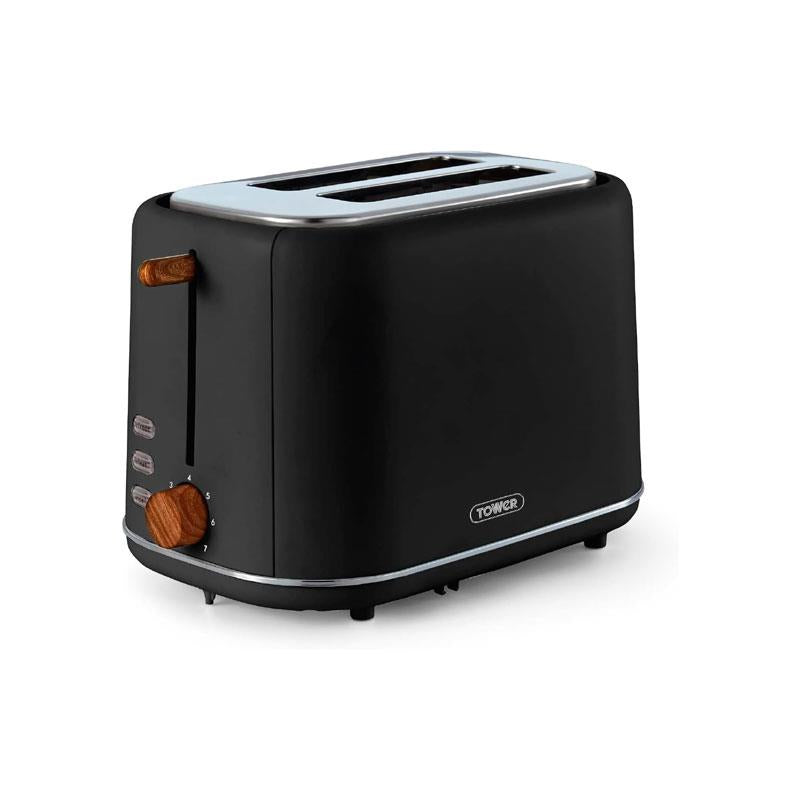 Tower Scandi Style 2 Slice Toaster Adjustable Browning Control Centring Function 800W Black Main image