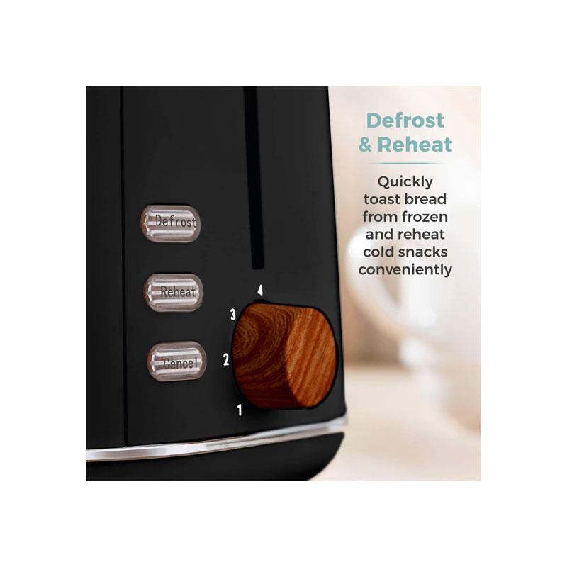 Tower Scandi Style 2 Slice Toaster Adjustable Browning Control Centring Function 800W Black