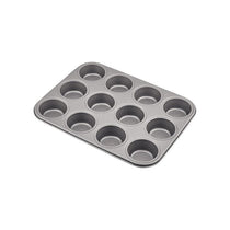 Judge Everyday 12 Cups Cupcake And Muffin Tin Non-Stick Alloy Steel Round Size 7 x 3cm Grey