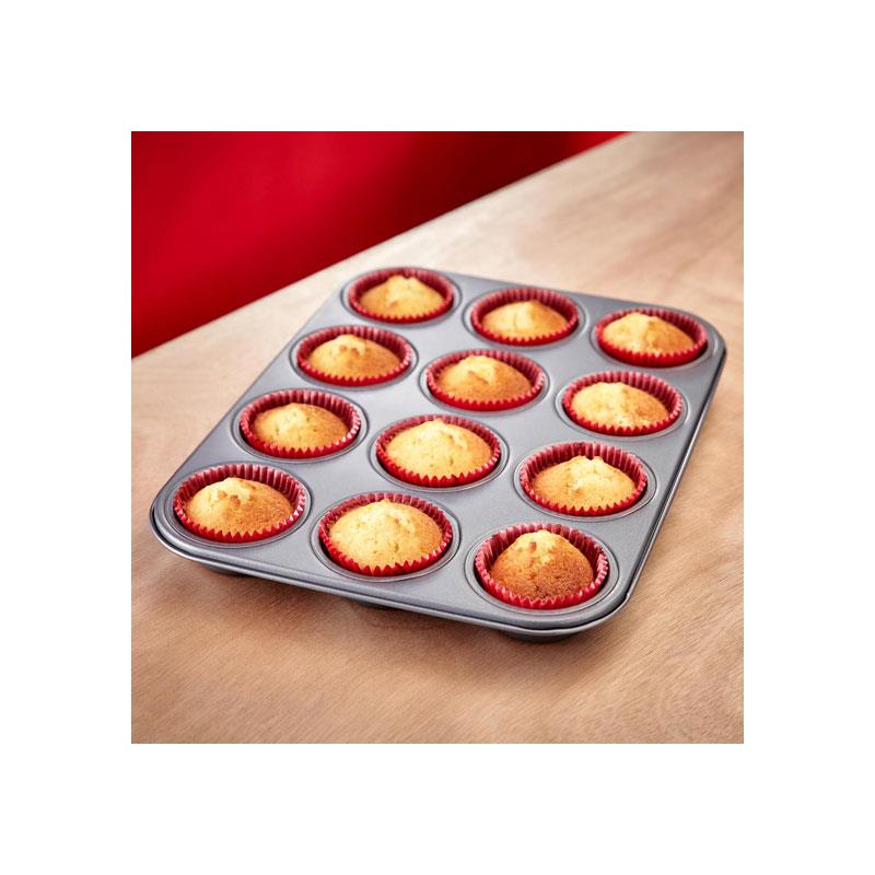 Judge Everyday 12 Cups Cupcake And Muffin Tin Non-Stick Alloy Steel Round Size 7 x 3cm Grey Secondary image