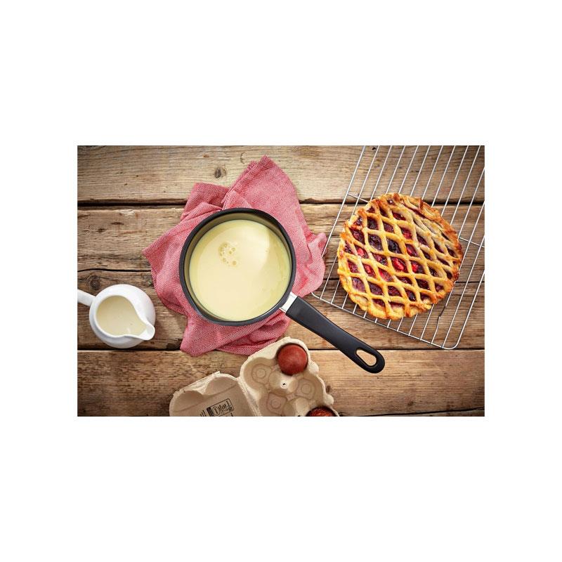 Judge Vista Draining Milk Pan 14cm/1 Litres Non-Stick Polished Stainless Steel Silver