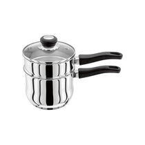 Judge Vista Porringer/Double Boiler/Bain Marie Saucepan And Base 16cm/1.5 Litres Stainless Steel Shatterproof Vented Glass Lid Silver