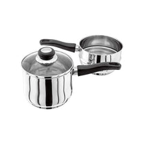 Judge Vista Porringer/Double Boiler/Bain Marie Saucepan And Base 16cm/1.5 Litres Stainless Steel Shatterproof Vented Glass Lid Silver