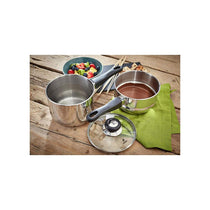 Judge Vista Porringer/Double Boiler/Bain Marie Saucepan And Base 16cm/1.5 Litres Stainless Steel Shatterproof Vented Glass Lid Silver