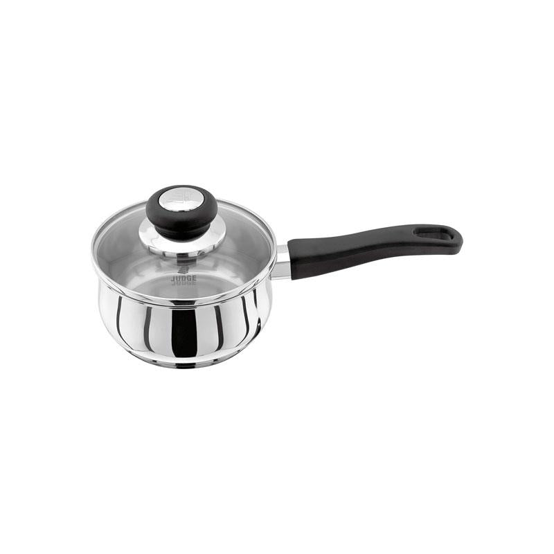 Judge Vista Saucepan 14cm/900ml Polished Stainless Steel Shatterproof Vented Glass Lid Silver Main image