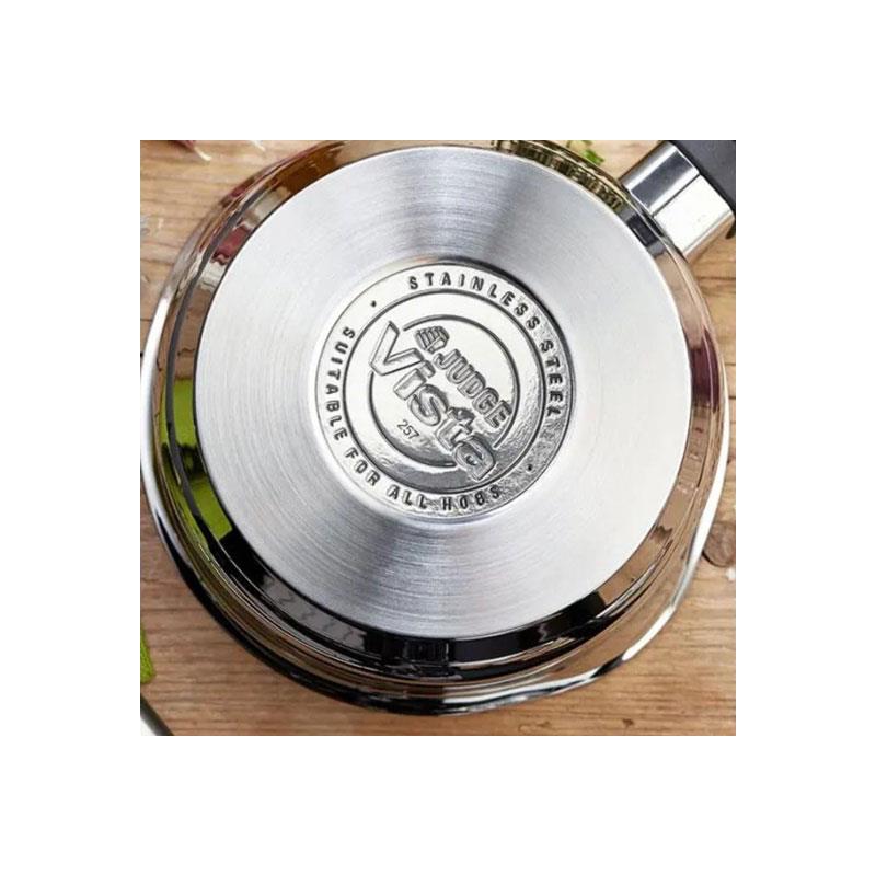 Judge Vista Saucepan 14cm/900ml Polished Stainless Steel Shatterproof Vented Glass Lid Silver