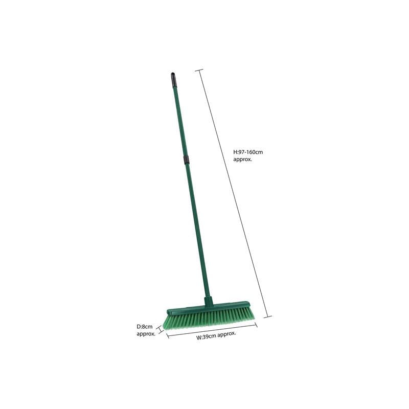 JVL Thegardener Soft Bristle Broom With Telescopic Handle Green