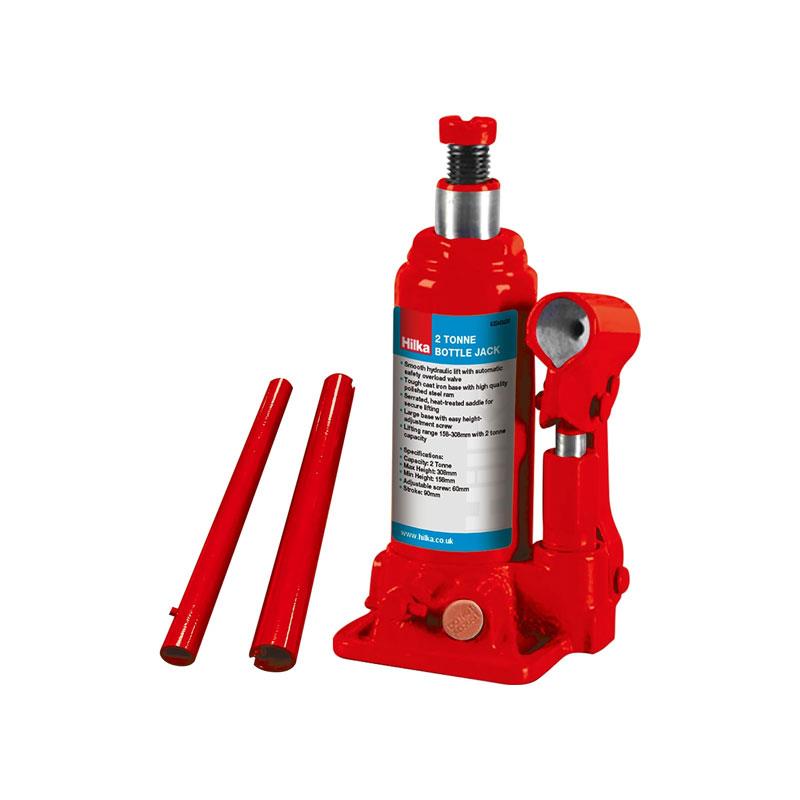 Hilka Tools 2 Tonne Bottle Jack Lifting Range 181 - 345mm With 2 Tonne Capacity High Quality Polished Steel Red Main image