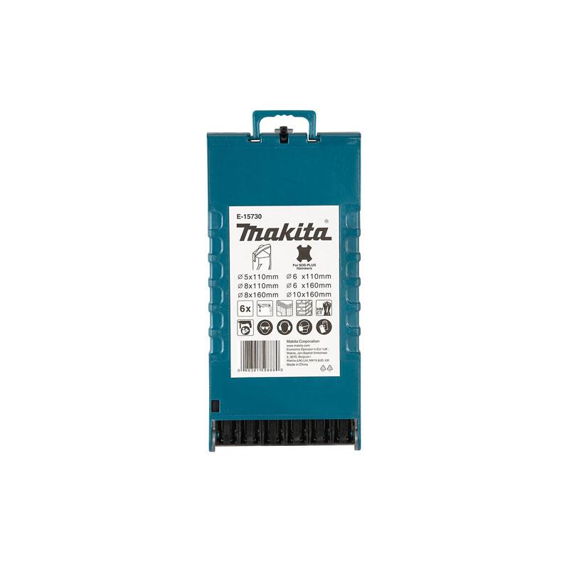Makita Carbide Tip SDS Plus Drill Bit Set 5 6 8mm - 110mm 6 8 10 - 160mm 6 Piece In Carry case
