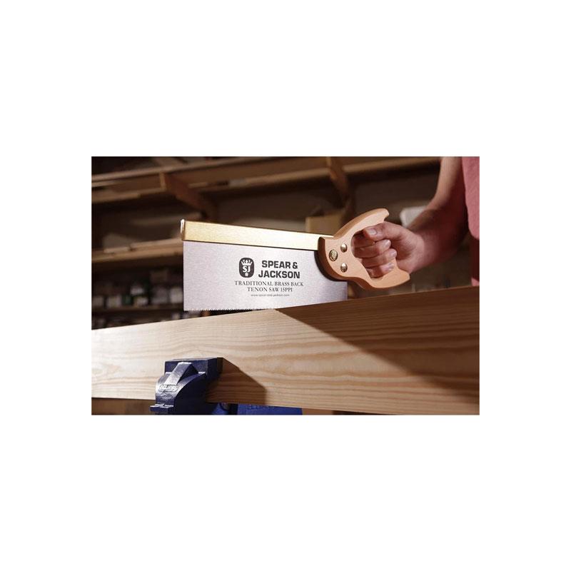 Spear & Jackson Traditional Brass Back Tenon Saw 15PPI 300mm Fine Cut Carbon Steel Beige