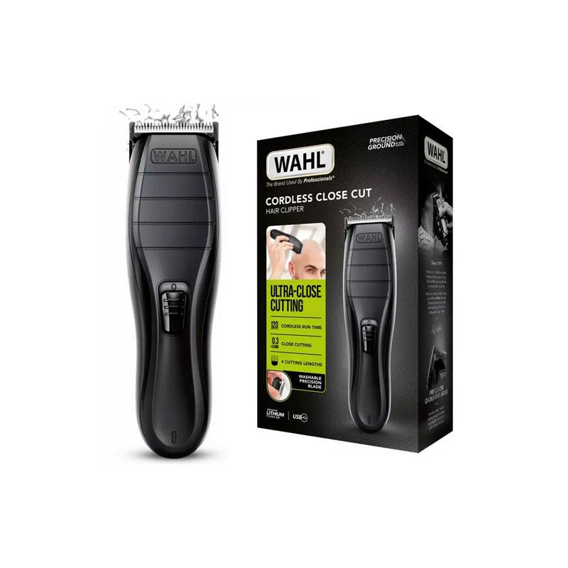 Wahl Cordless Close Cut Hair Clipper Kit Ultra-Close Cutting Blade 3 Attachment Combs Black