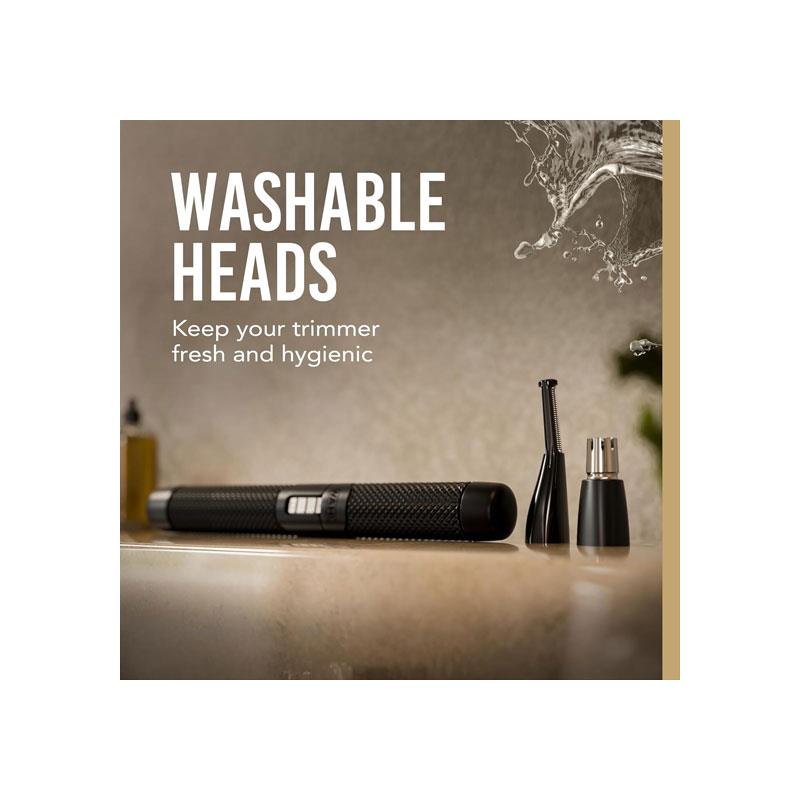 Wahl Manscaper Tactical Detail Trimmer Kit Nose Ear And Eyebrow Grooming Pen Trimmer Men's Facial Hair Removal Black