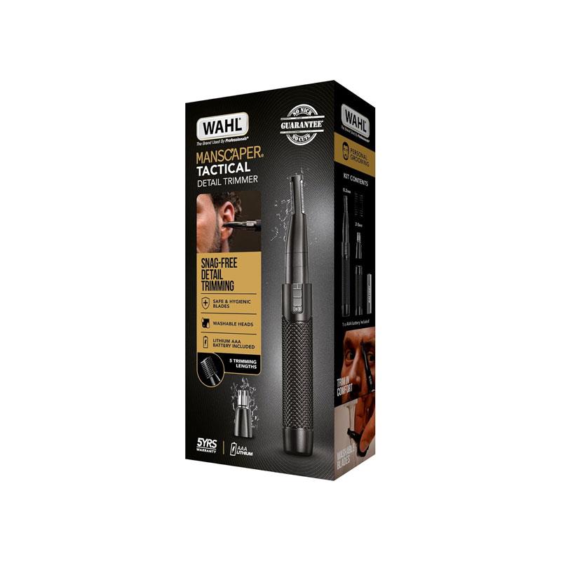 Wahl Manscaper Tactical Detail Trimmer Kit Nose Ear And Eyebrow Grooming Pen Trimmer Men's Facial Hair Removal Black