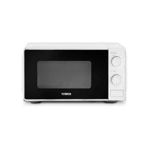 Tower Manual Microwave 20 Litres 800W With Dial Controls 5 Power Levels Defrost Function 30 Minute Timer White