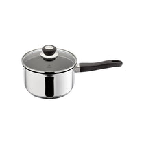 Judge Vista Draining Saucepan 20cm/3 Litre With Shatterproof Glass Strain And Pour Lid Non-Stick Large Polished Stainless Steel Silver