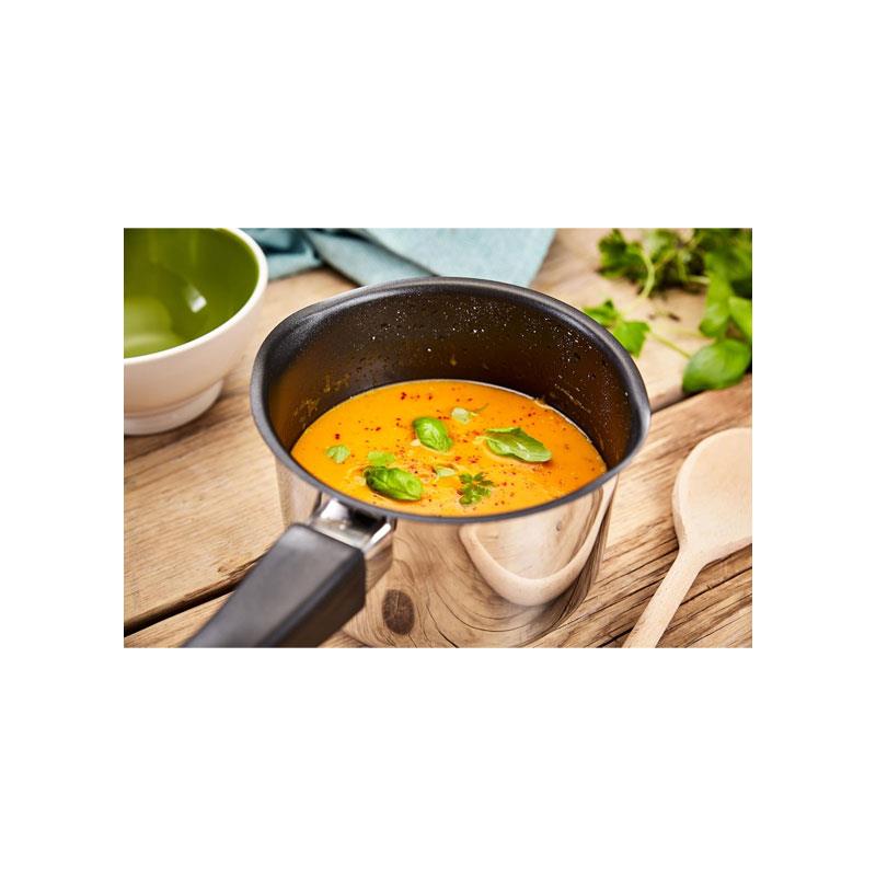 Judge Vista Draining Saucepan 20cm/3 Litre With Shatterproof Glass Strain And Pour Lid Non-Stick Large Polished Stainless Steel Silver