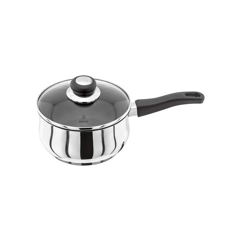 Judge Vista Non-Stick Saucepan 18cm/1.8 Litres Large Stainless Steel Shatterproof Vented Glass Lid Silver Main image