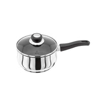 Judge Vista Non-Stick Saucepan 18cm/1.8 Litres Large Stainless Steel Shatterproof Vented Glass Lid Silver