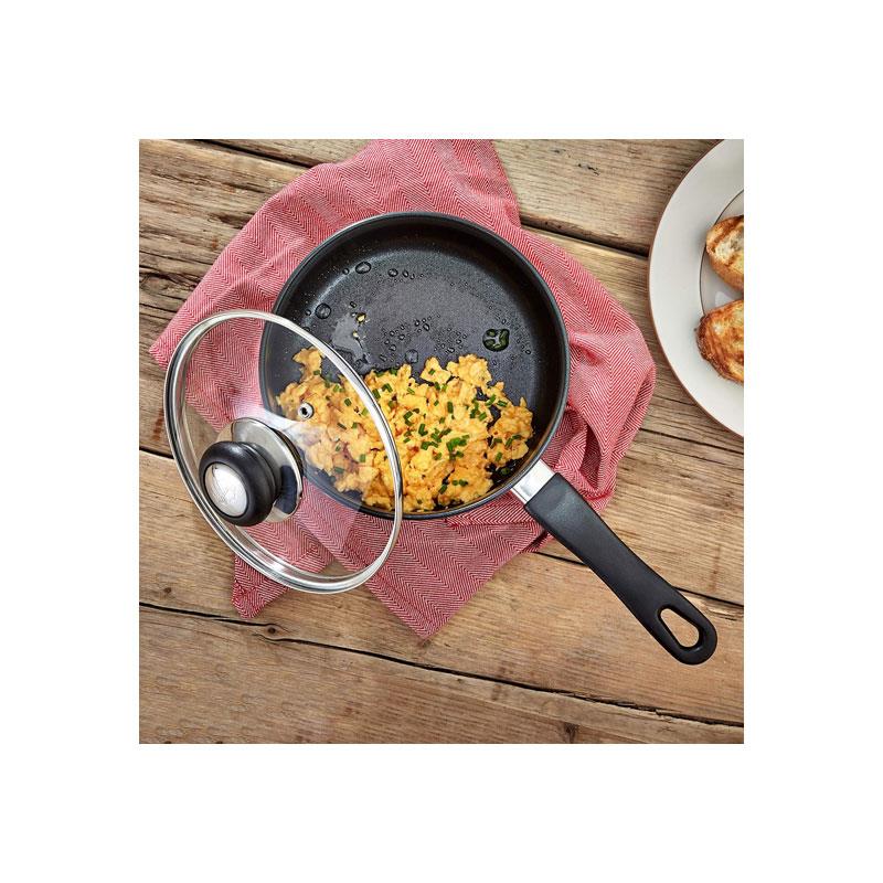 Judge Vista Non-Stick Saucepan 18cm/1.8 Litres Large Stainless Steel Shatterproof Vented Glass Lid Silver