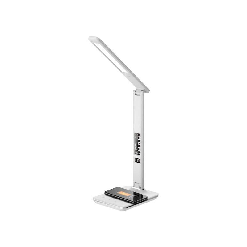 Groov-e Ares Desk LED Lamp With Wireless Charging Pad & Clock White