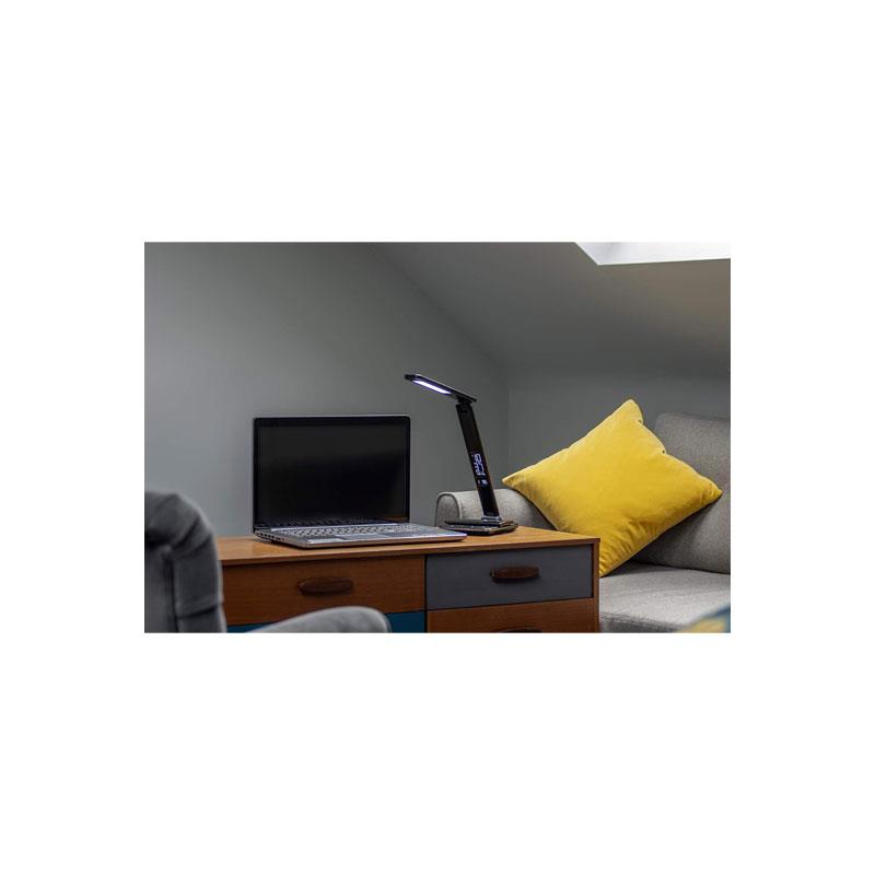 Groov-e Ares Desk LED Lamp With Wireless Charging Pad & Clock White