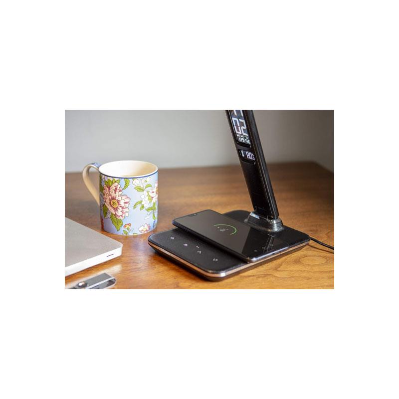 Groov-e Ares Desk LED Lamp With Wireless Charging Pad & Clock White