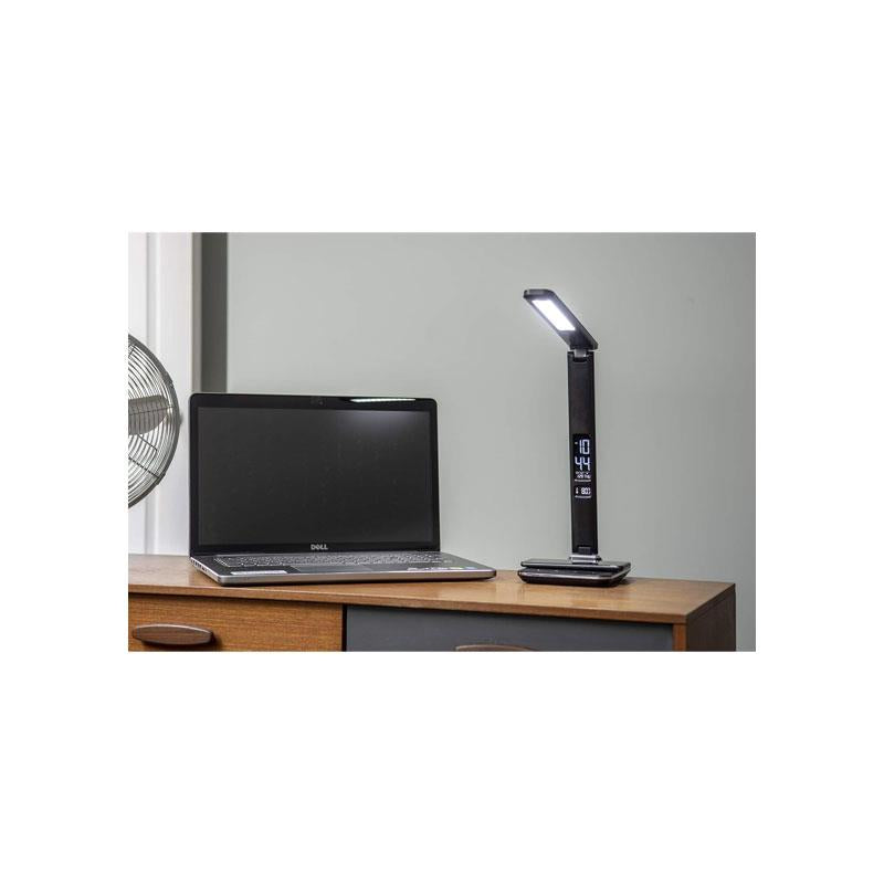 Groov-e Ares Desk LED Lamp With Wireless Charging Pad & Clock White