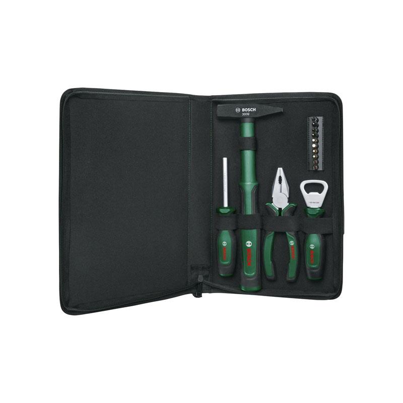Bosch Easy Starter Hand Tool Set Starter Tool Kit Combination Pliers Screwdriver Bottle Opener Hammer 10 Bits 14 Piece