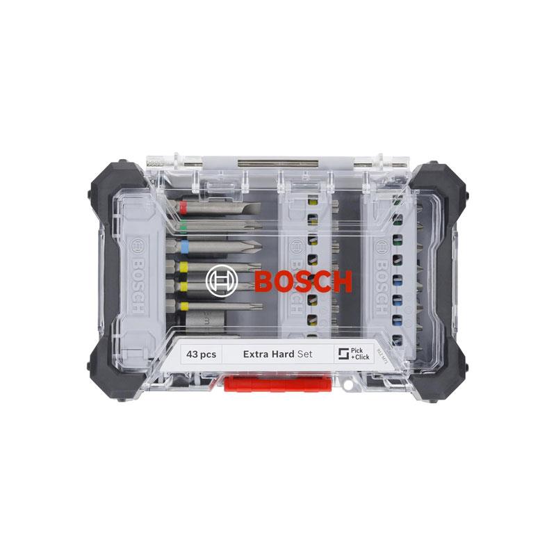 Bosch Extra Hard Screwdriver Bit Set Pick And Click Set With Cup 43 Piece