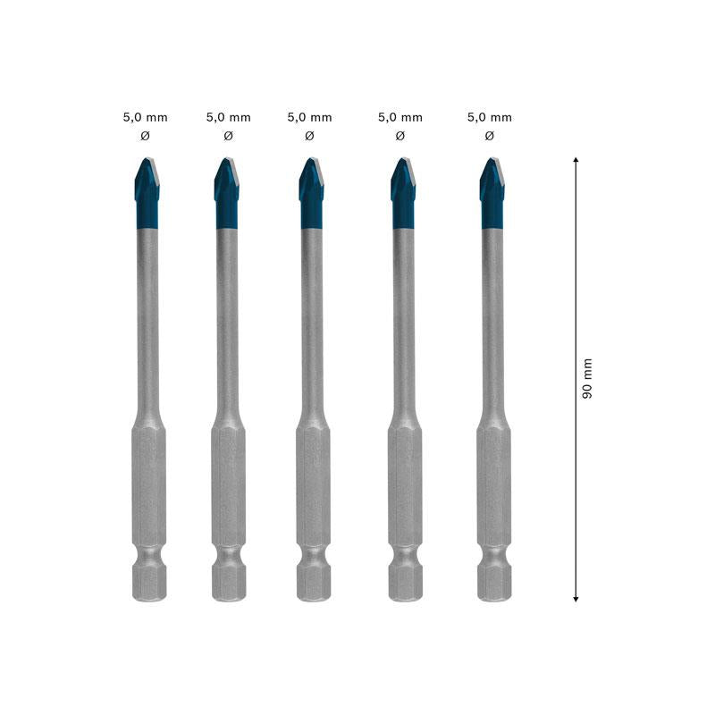 Bosch Professional Expert HEX-9 Hard Ceramic Drill Bit Set Roof Tile 5mm Accessories Rotary Impact Drill 5 Piece