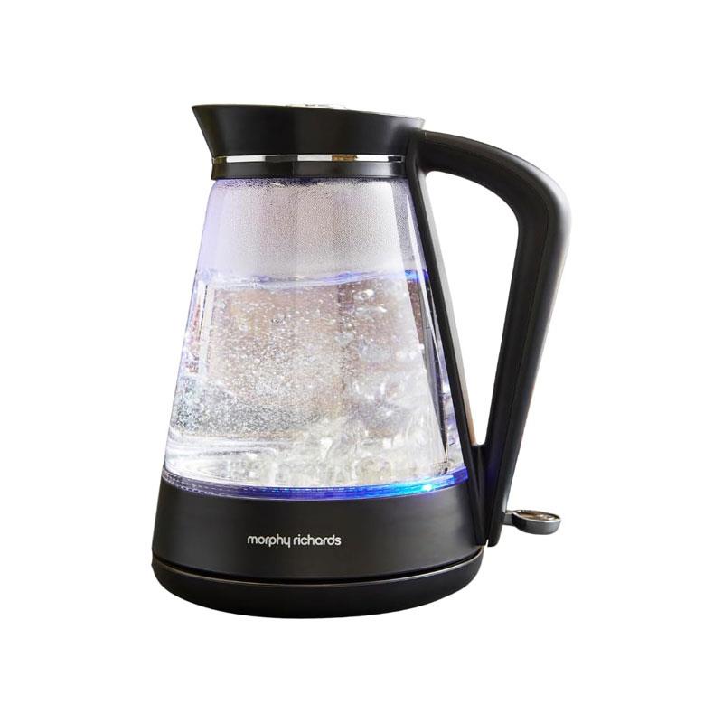 Morphy Richards Glass Electric Jug Kettle Illuminated Blue Light Indicator Rapid Boil 3000W 1.7 Litre Clear Main image