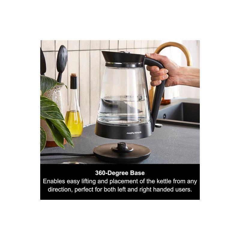 Morphy Richards Glass Electric Jug Kettle Illuminated Blue Light Indicator Rapid Boil 3000W 1.7 Litre Clear