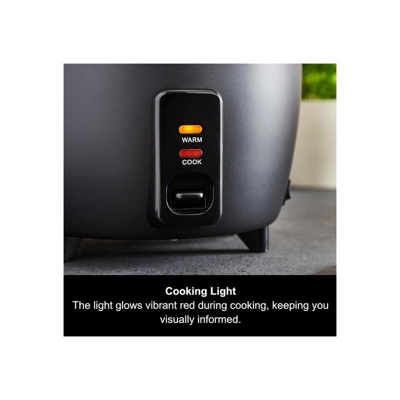 Morphy Richards Rice Cooker And Steamer Automatic Cooking Non-stick Aluminum Inner Pot Glass Lid 500W 8 Cups 1.5 Litre Black