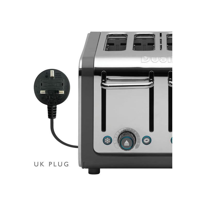 Dualit Architect 4 Slice Toaster Polished Stainless Steel Extra-Wide 36mm Slots 2250W Grey